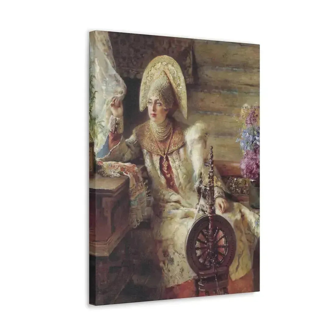 Konstantin Makovsky (1839-1915) Young Lady at the Window - Canvas Wall Art - The Sticker Space