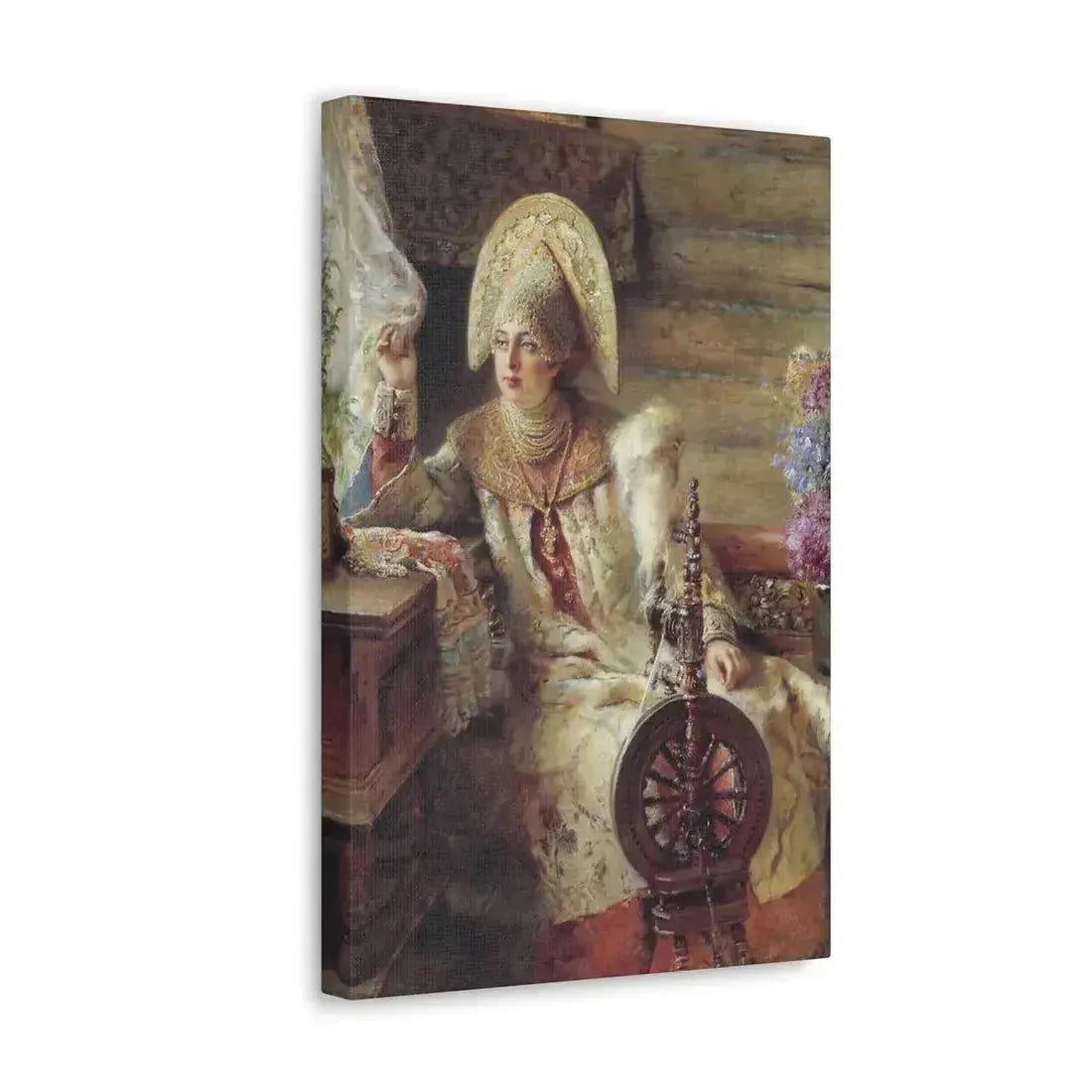 Konstantin Makovsky (1839-1915) Young Lady at the Window - Canvas Wall Art - The Sticker Space