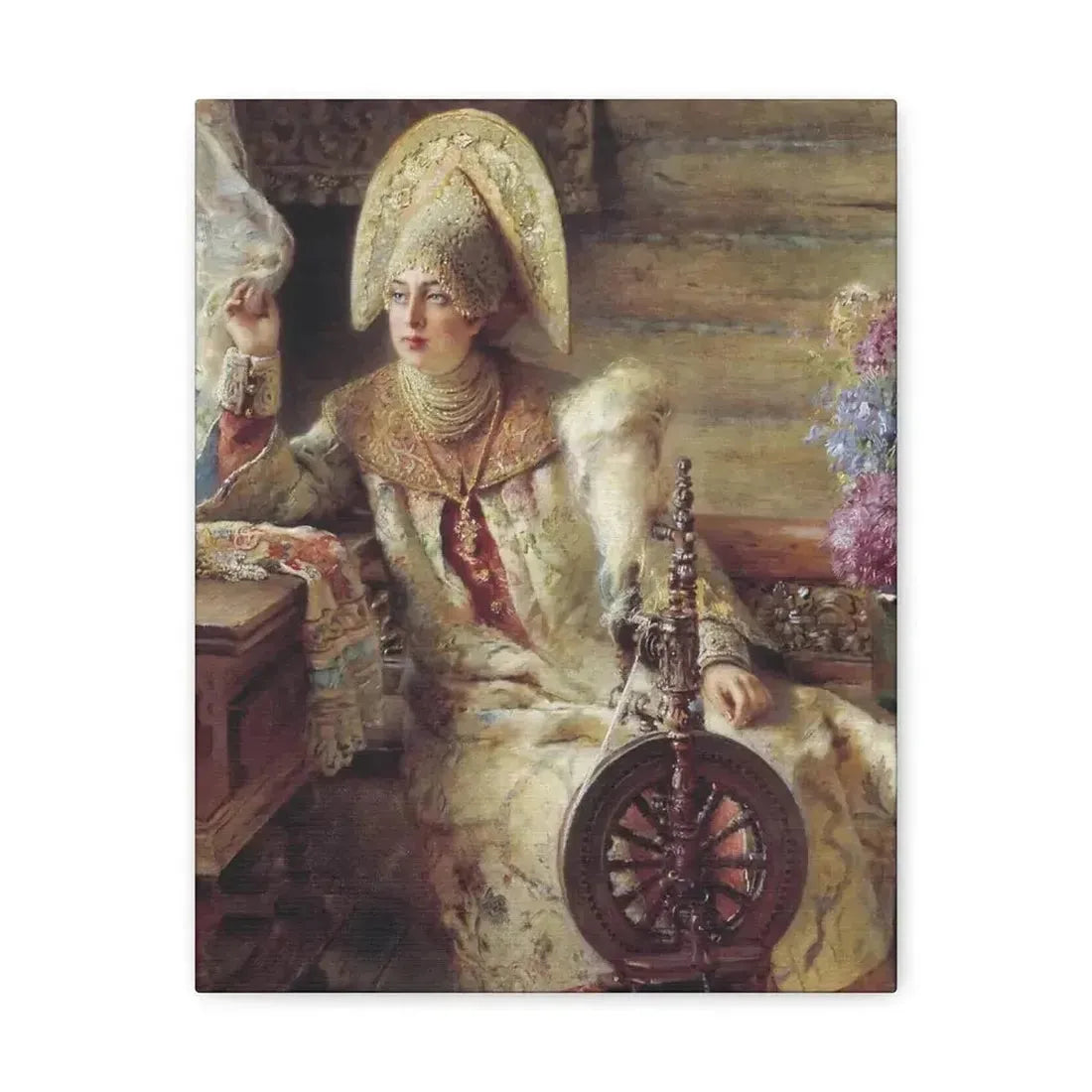 Konstantin Makovsky (1839-1915) Young Lady at the Window - Canvas Wall Art - The Sticker Space