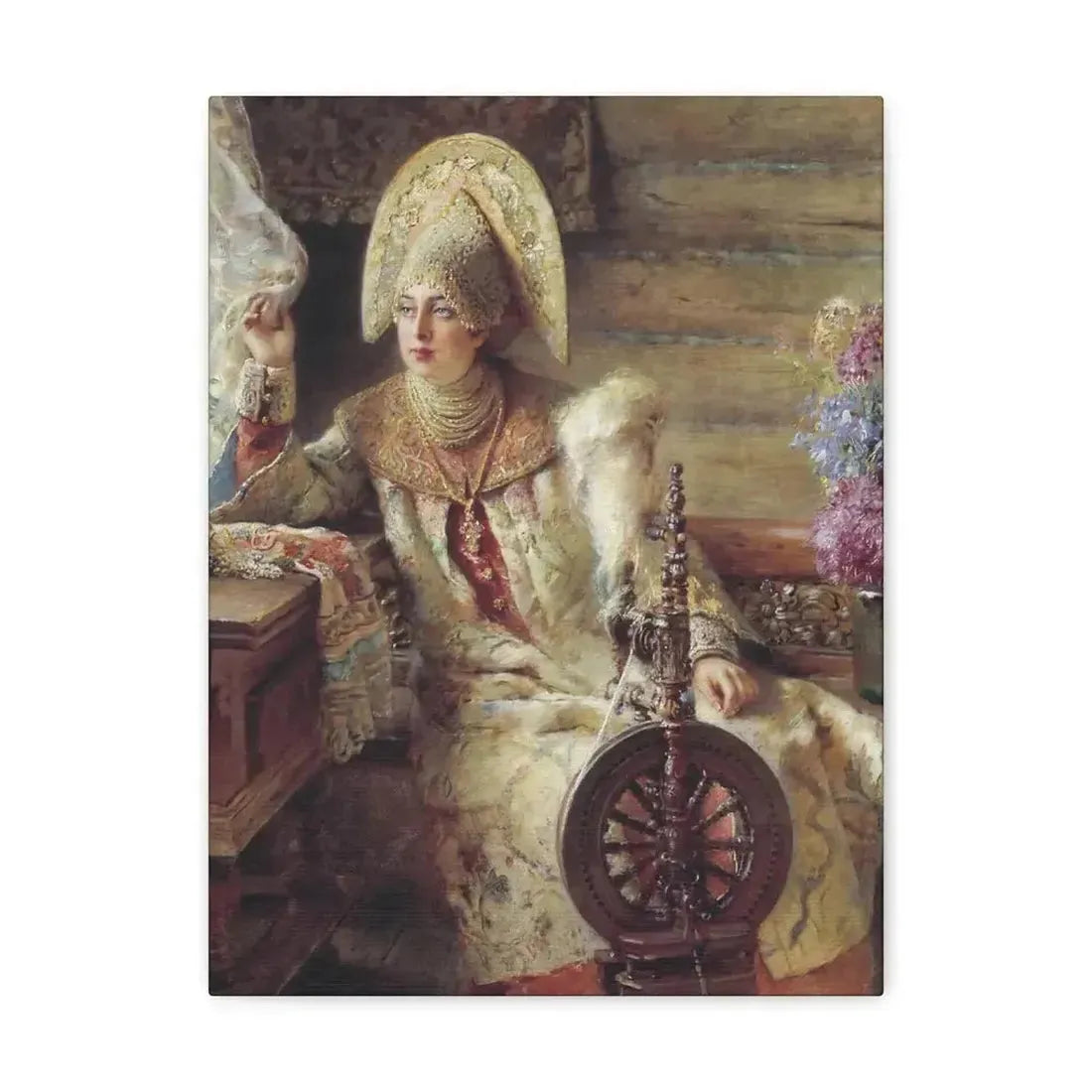 Konstantin Makovsky (1839-1915) Young Lady at the Window - Canvas Wall Art - The Sticker Space