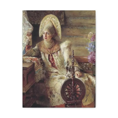 Konstantin Makovsky (1839-1915) Young Lady at the Window - Canvas Wall Art - The Sticker Space