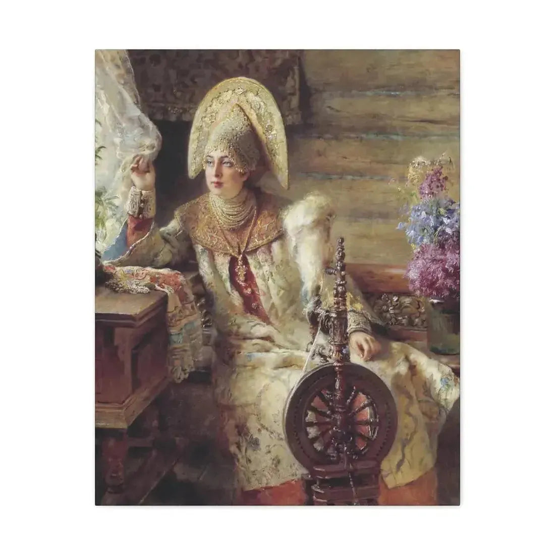 Konstantin Makovsky (1839-1915) Young Lady at the Window - Canvas Wall Art - The Sticker Space