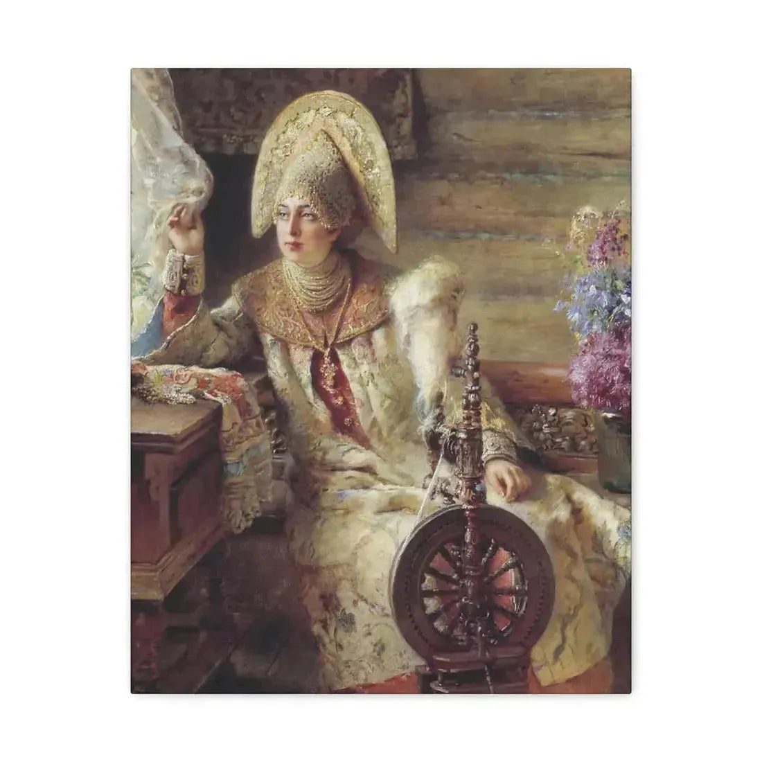 Konstantin Makovsky (1839-1915) Young Lady at the Window - Canvas Wall Art - The Sticker Space