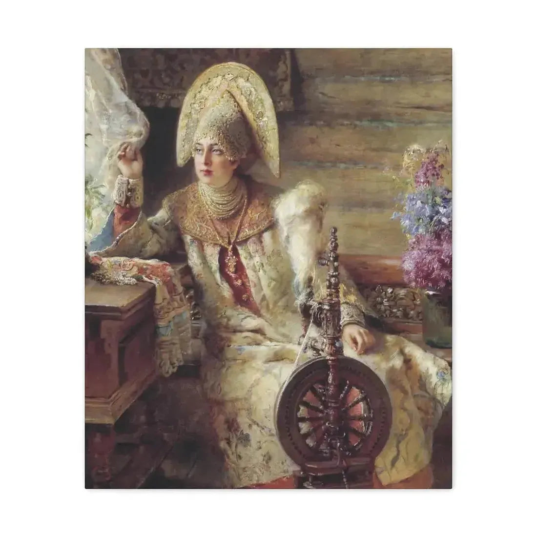 Konstantin Makovsky (1839-1915) Young Lady at the Window - Canvas Wall Art - The Sticker Space
