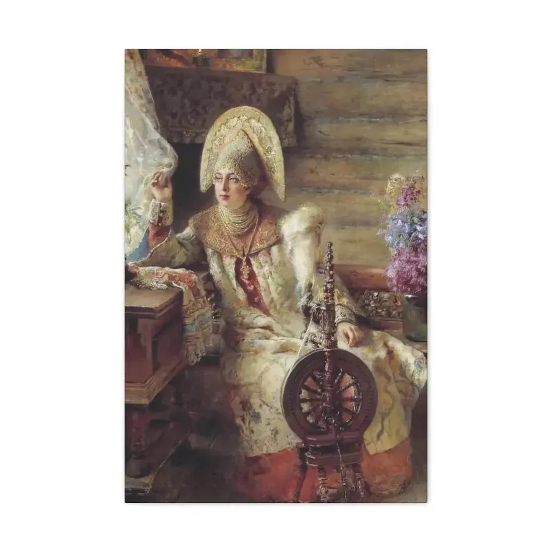 Konstantin Makovsky (1839-1915) Young Lady at the Window - Canvas Wall Art - The Sticker Space
