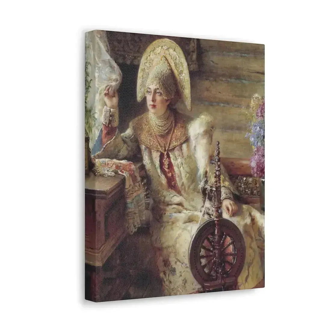 Konstantin Makovsky (1839-1915) Young Lady at the Window - Canvas Wall Art - The Sticker Space