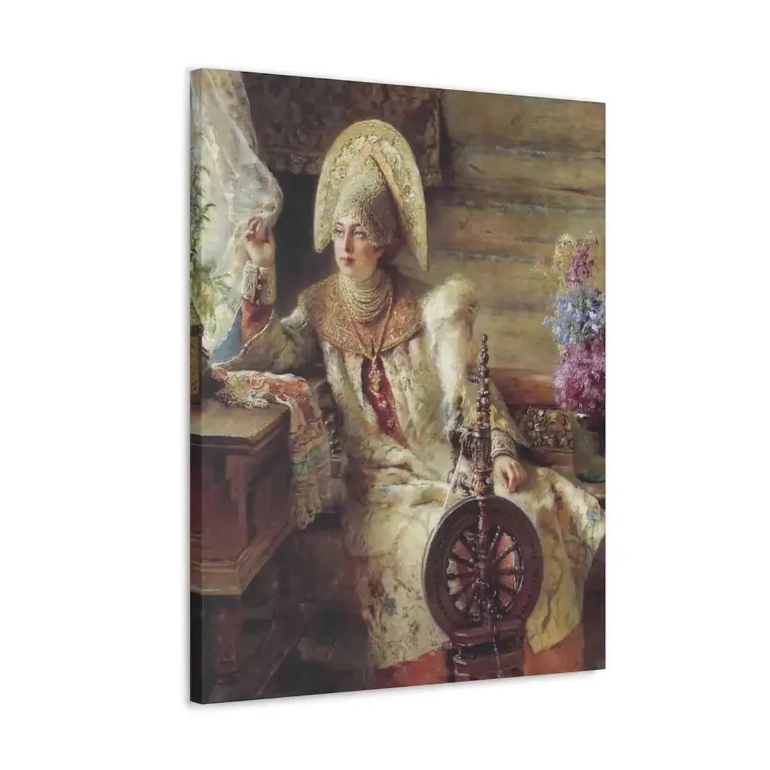 Konstantin Makovsky (1839-1915) Young Lady at the Window - Canvas Wall Art - The Sticker Space