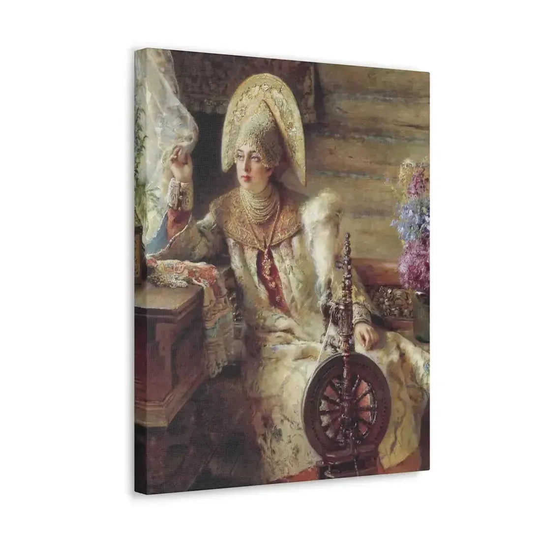 Konstantin Makovsky (1839-1915) Young Lady at the Window - Canvas Wall Art - The Sticker Space