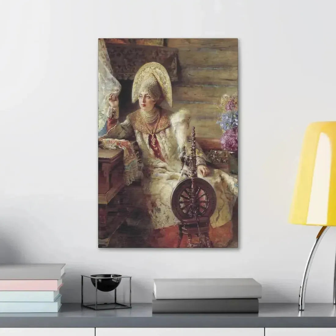 Konstantin Makovsky (1839-1915) Young Lady at the Window - Canvas Wall Art - The Sticker Space