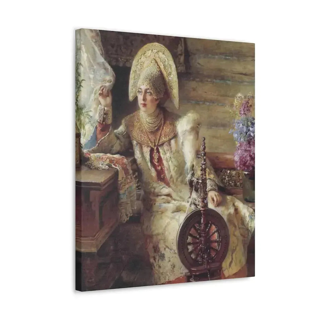 Konstantin Makovsky (1839-1915) Young Lady at the Window - Canvas Wall Art - The Sticker Space