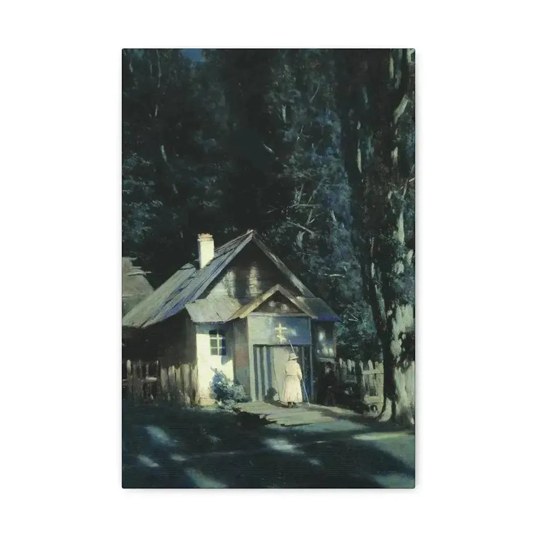 Konstantin Yakovlevich Kryzhitsky (1858-1911) Skeet on a Moonlit Night - Canvas Wall Art 12" x 18" 1.25" - The Sticker Space