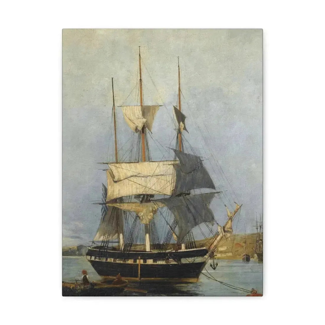 Konstantinos Volanakis (1837-1907) Greek Ship - Canvas Wall Art 12″ x 16″ 1.25" - The Sticker Space