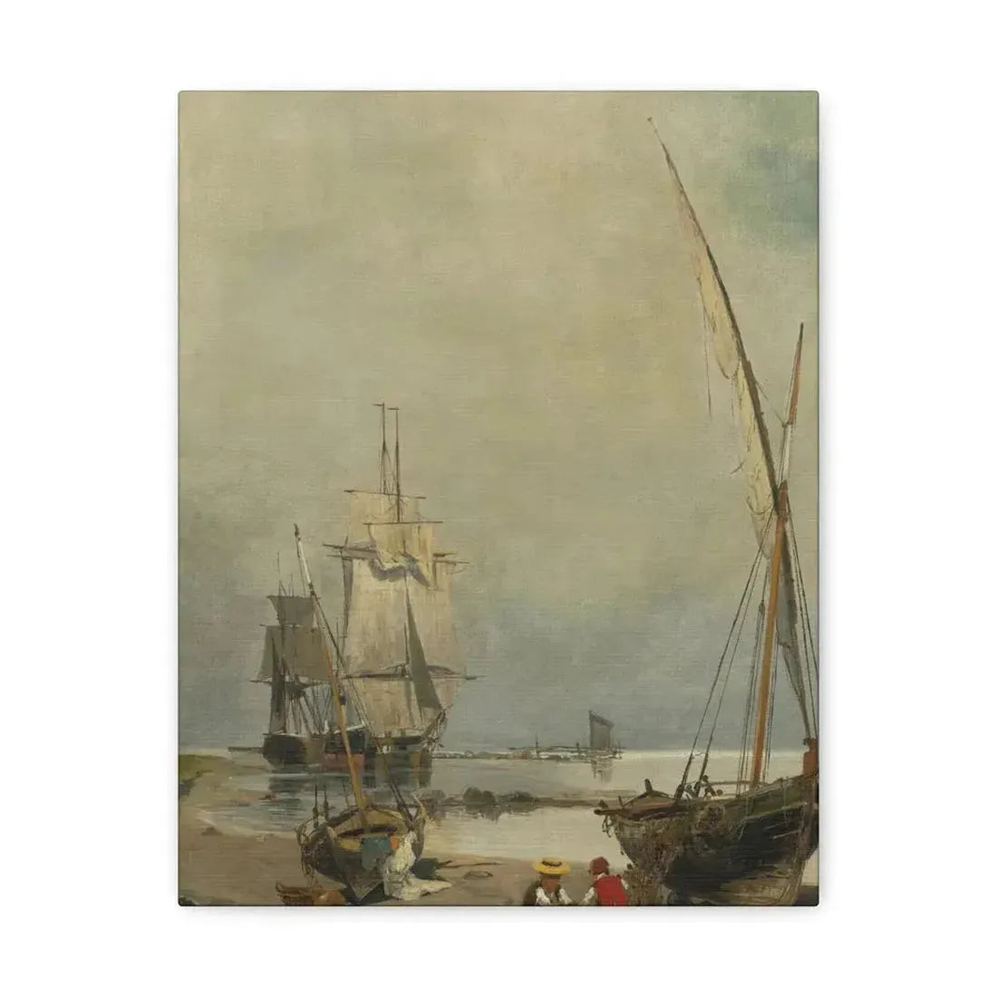 Konstantinos Volanakis (1837-1907) Mending the nets - Canvas Wall Art 11″ x 14″ 1.25" - The Sticker Space