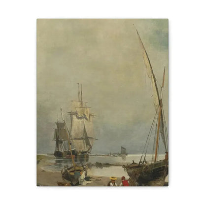 Konstantinos Volanakis (1837-1907) Mending the nets - Canvas Wall Art 11″ x 14″ 1.25" - The Sticker Space