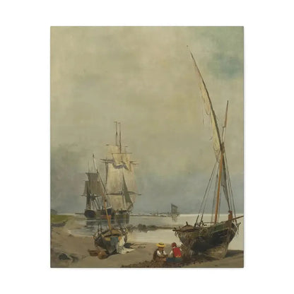 Konstantinos Volanakis (1837-1907) Mending the nets - Canvas Wall Art 24″ x 30″ 1.25" - The Sticker Space