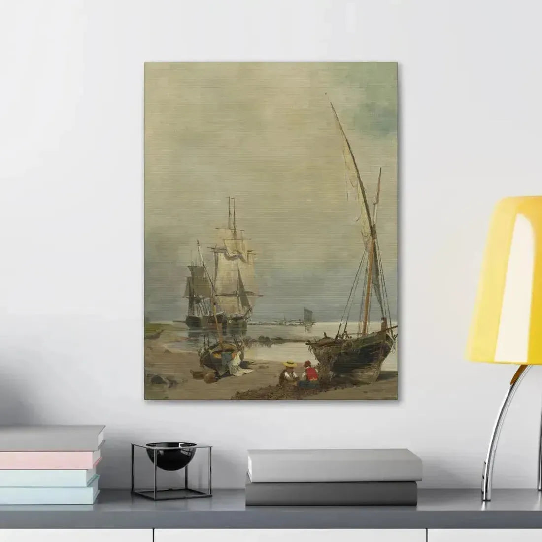 Konstantinos Volanakis (1837-1907) Mending the nets - Canvas Wall Art - The Sticker Space