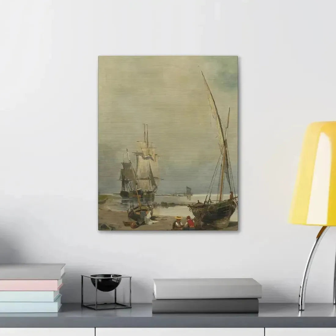 Konstantinos Volanakis (1837-1907) Mending the nets - Canvas Wall Art - The Sticker Space