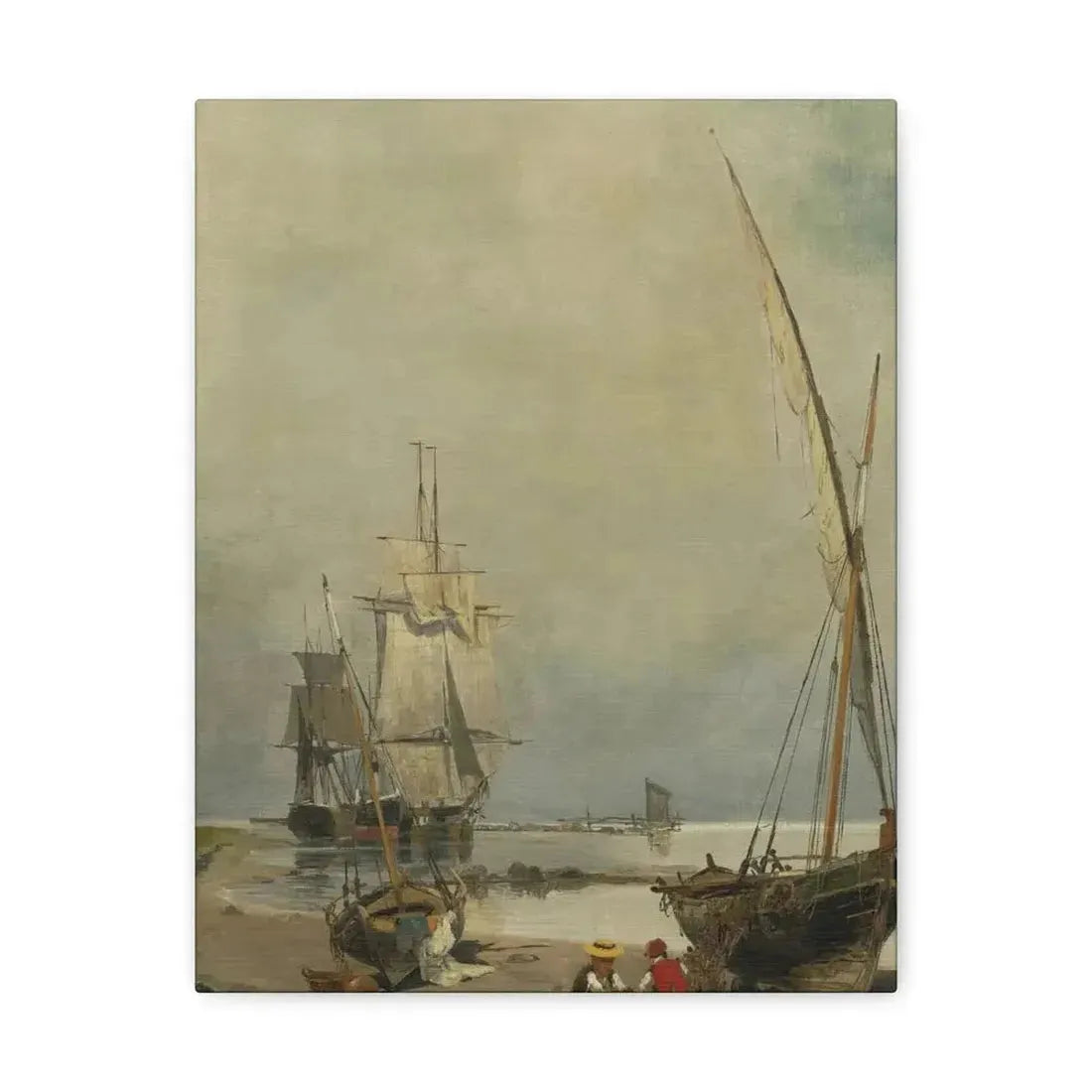 Konstantinos Volanakis (1837-1907) Mending the nets - Canvas Wall Art - The Sticker Space