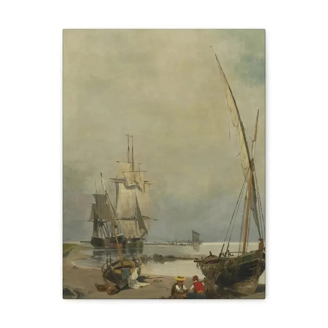 Konstantinos Volanakis (1837-1907) Mending the nets - Canvas Wall Art - The Sticker Space