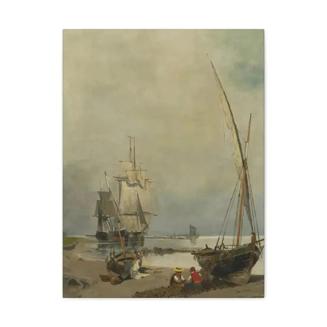 Konstantinos Volanakis (1837-1907) Mending the nets - Canvas Wall Art - The Sticker Space