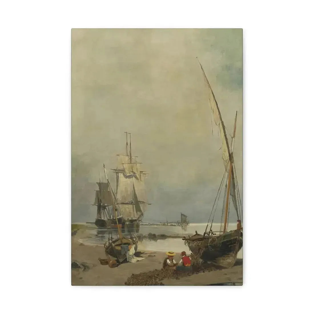 Konstantinos Volanakis (1837-1907) Mending the nets - Canvas Wall Art - The Sticker Space