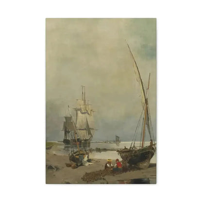 Konstantinos Volanakis (1837-1907) Mending the nets - Canvas Wall Art - The Sticker Space