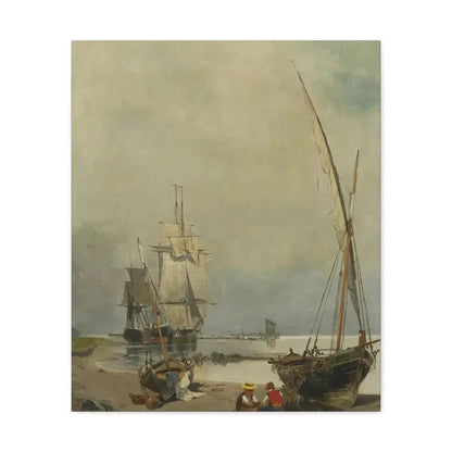 Konstantinos Volanakis (1837-1907) Mending the nets - Canvas Wall Art - The Sticker Space