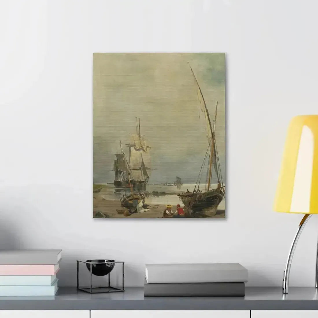 Konstantinos Volanakis (1837-1907) Mending the nets - Canvas Wall Art - The Sticker Space