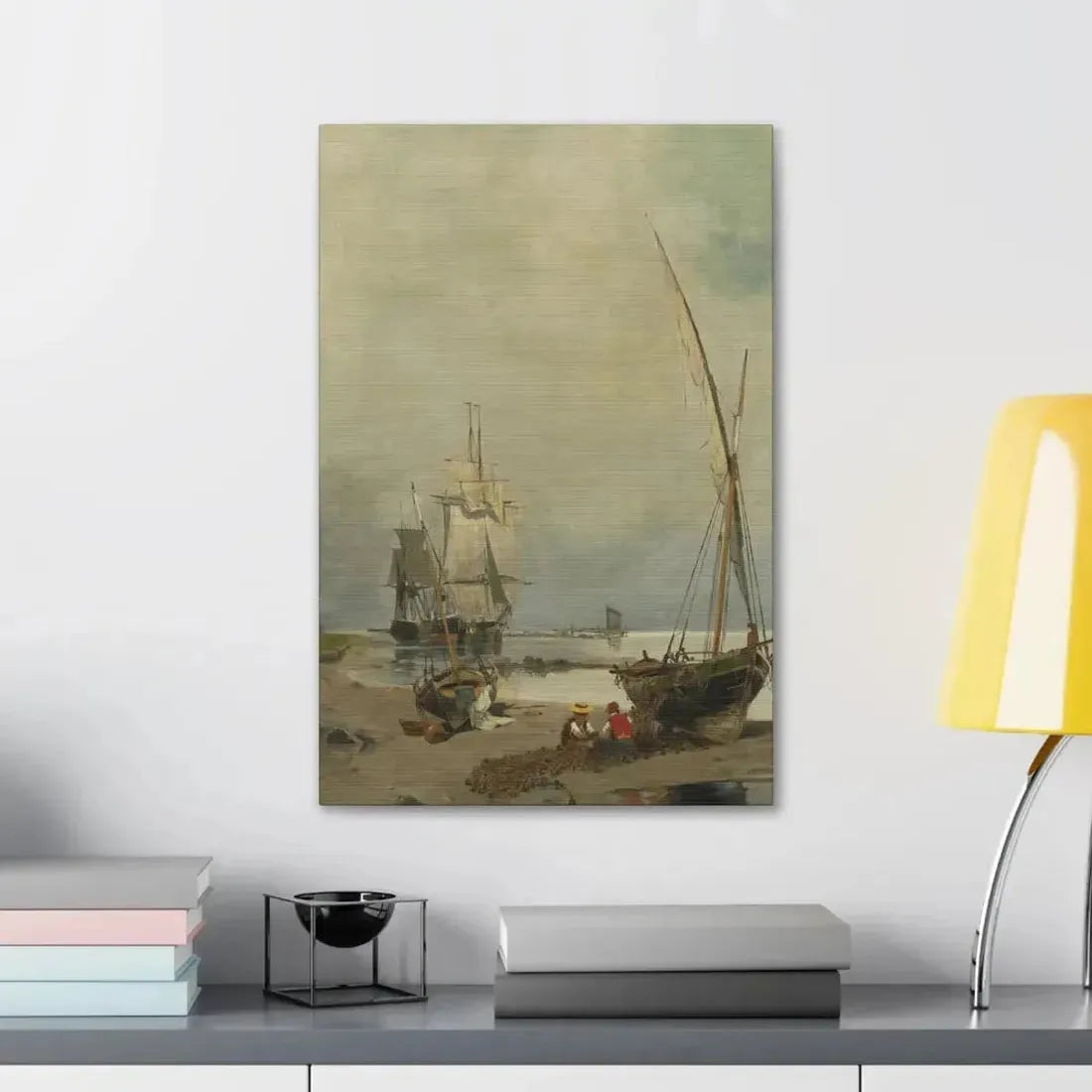 Konstantinos Volanakis (1837-1907) Mending the nets - Canvas Wall Art - The Sticker Space