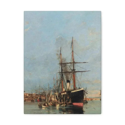 Konstantinos Volanakis (1837-1907) The port of Piraeus - Canvas Wall Art 12″ x 16″ 1.25" - The Sticker Space