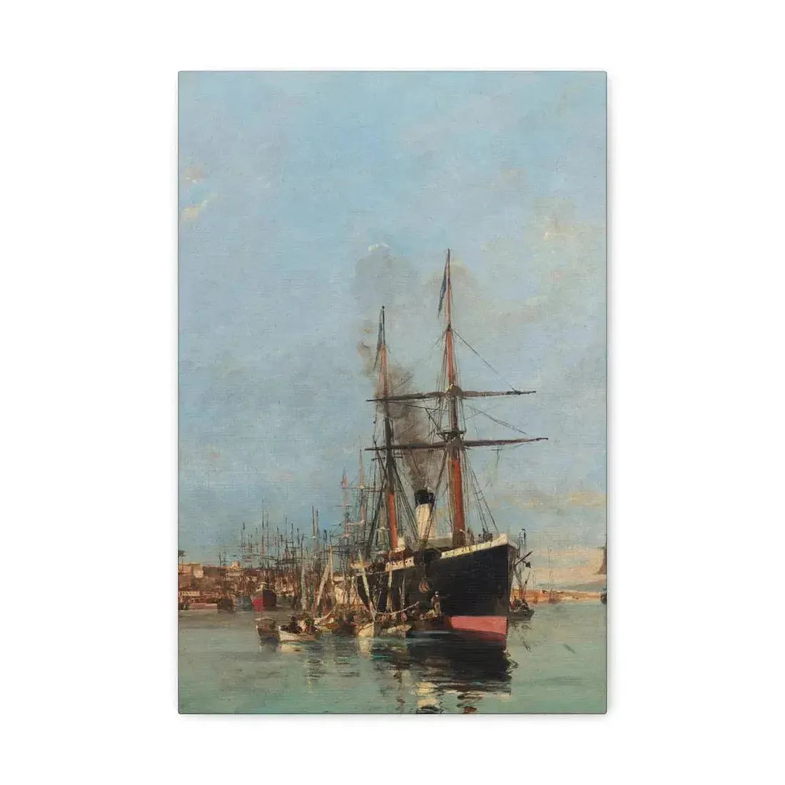 Konstantinos Volanakis (1837-1907) The port of Piraeus - Canvas Wall Art 12" x 18" 1.25" - The Sticker Space