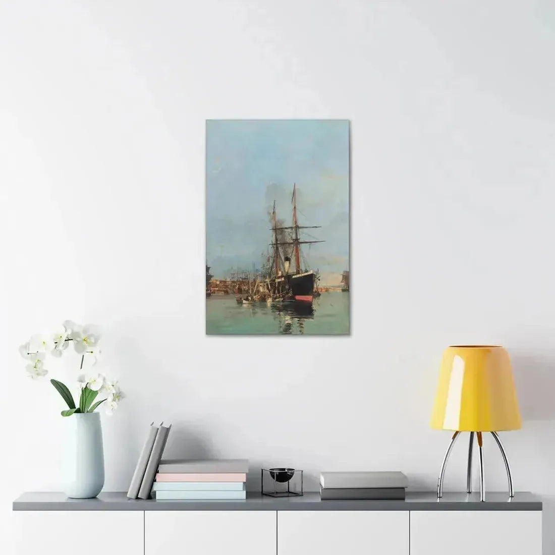 Konstantinos Volanakis (1837-1907) The port of Piraeus - Canvas Wall Art - The Sticker Space