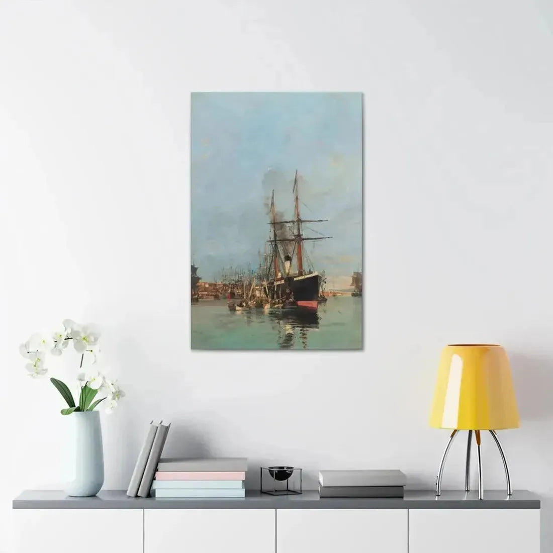 Konstantinos Volanakis (1837-1907) The port of Piraeus - Canvas Wall Art - The Sticker Space