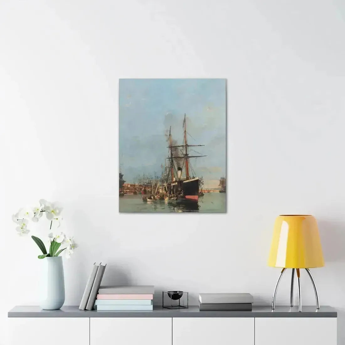 Konstantinos Volanakis (1837-1907) The port of Piraeus - Canvas Wall Art - The Sticker Space