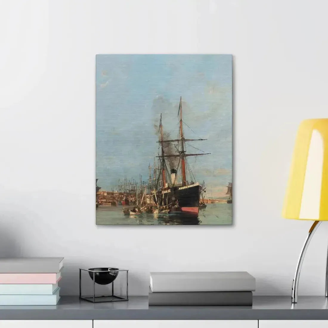 Konstantinos Volanakis (1837-1907) The port of Piraeus - Canvas Wall Art - The Sticker Space