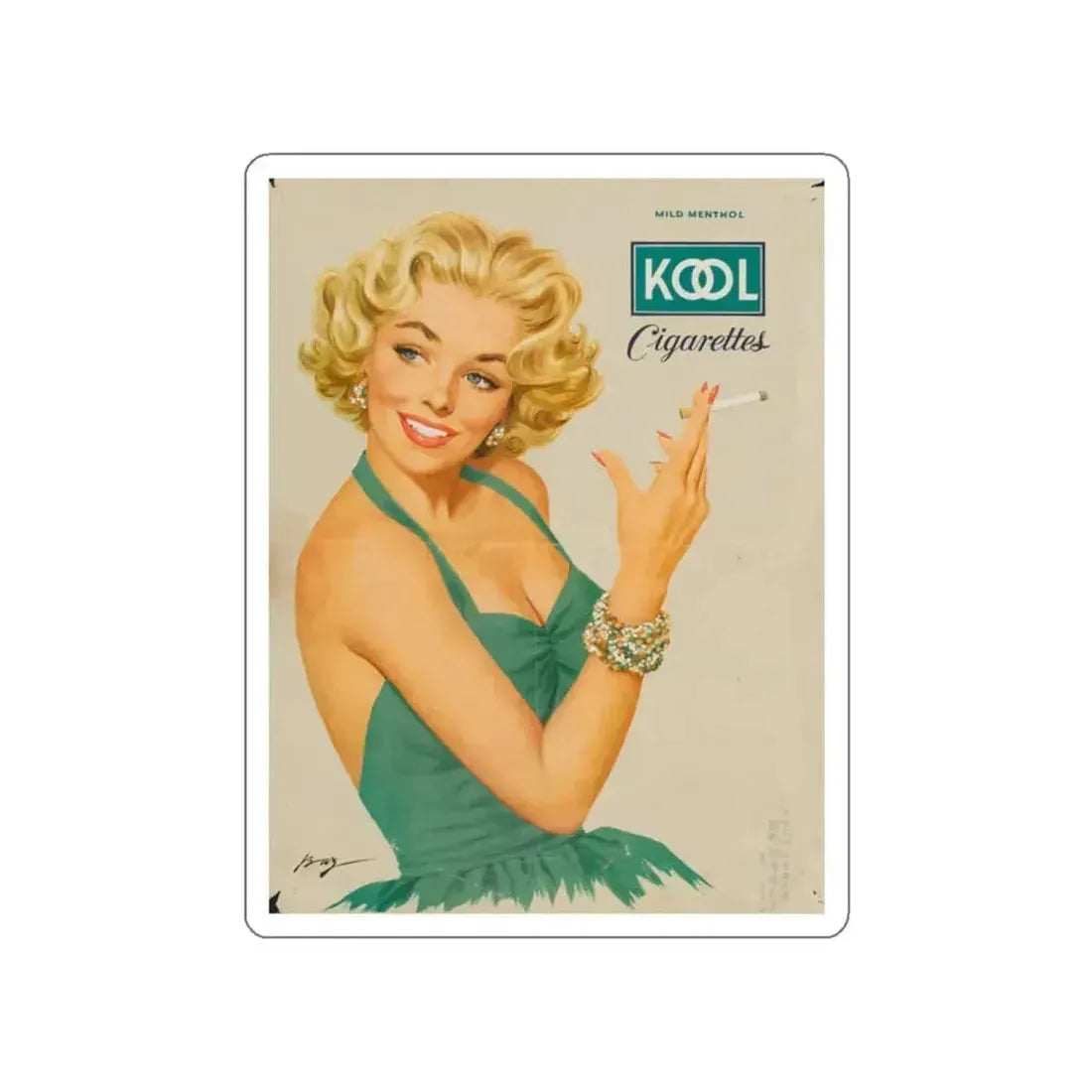 Kool Cigarettes Advertisement (1950s) (Magazine Illustration) STICKER Vinyl Die-Cut Decal White Die-Cut 2 Inch - The Sticker Space