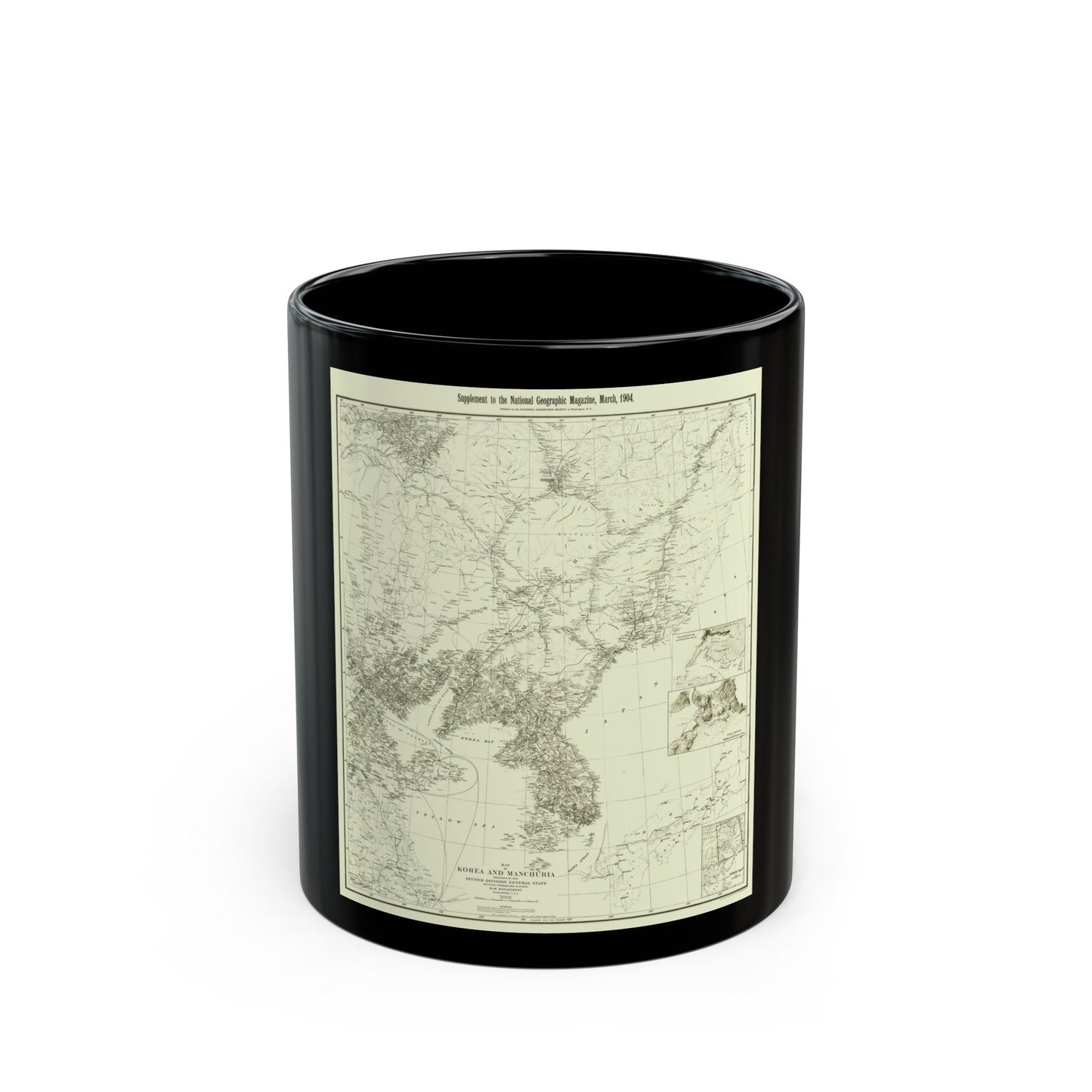 Korea and Manchuria (1904) (Map) Black Coffee Mug-11oz-The Sticker Space