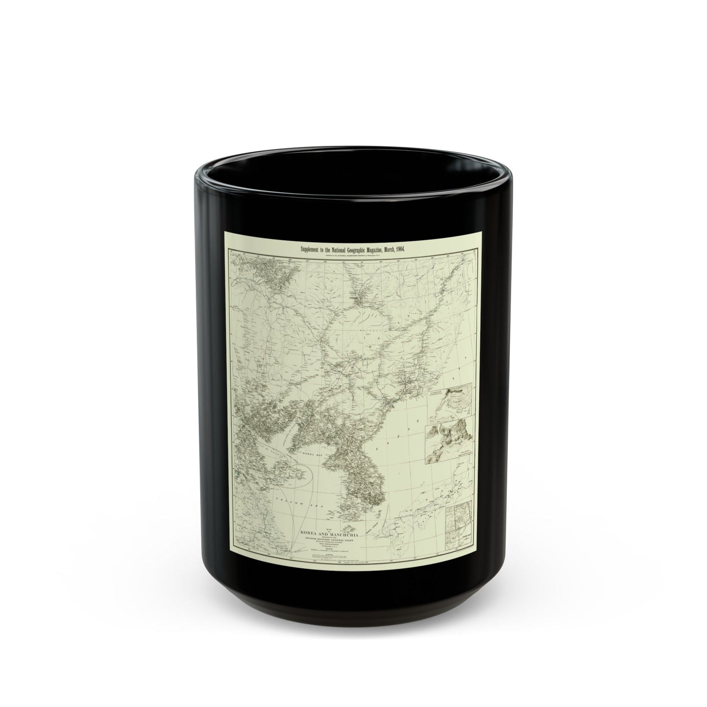 Korea and Manchuria (1904) (Map) Black Coffee Mug-15oz-The Sticker Space