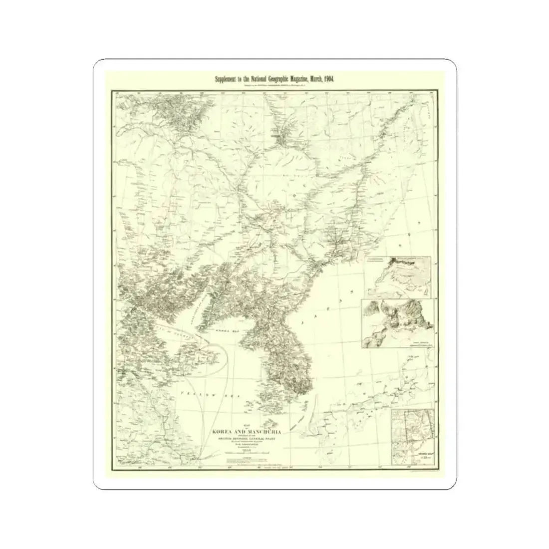 Korea and Manchuria (1904) (Map) STICKER Vinyl Kiss-Cut Decal 2 Inch White - The Sticker Space
