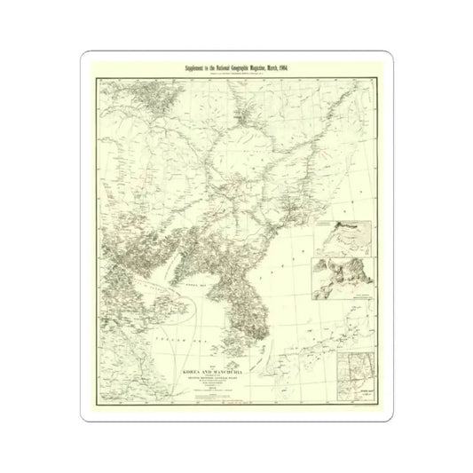 Korea and Manchuria (1904) (Map) STICKER Vinyl Kiss-Cut Decal 2 Inch White - The Sticker Space