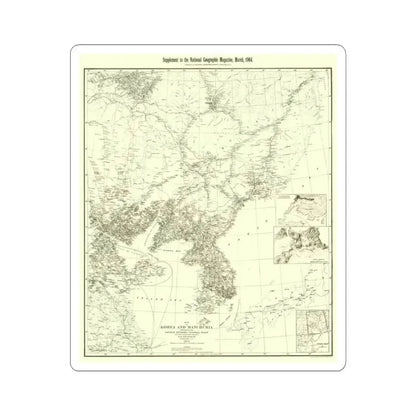 Korea and Manchuria (1904) (Map) STICKER Vinyl Kiss-Cut Decal 3 Inch White - The Sticker Space