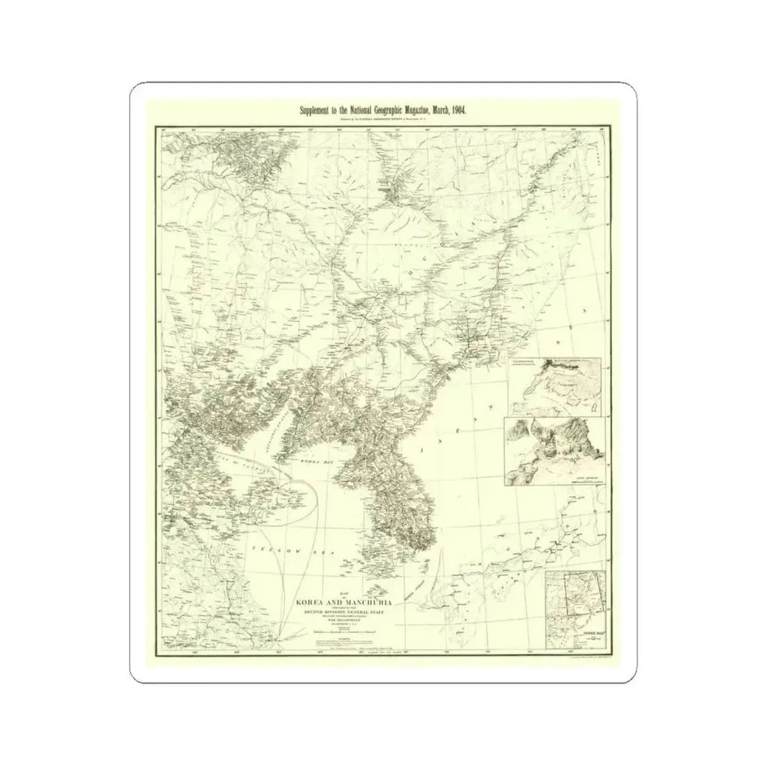 Korea and Manchuria (1904) (Map) STICKER Vinyl Kiss-Cut Decal 4 Inch White - The Sticker Space