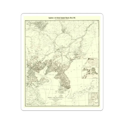 Korea and Manchuria (1904) (Map) STICKER Vinyl Kiss-Cut Decal 4 Inch White - The Sticker Space