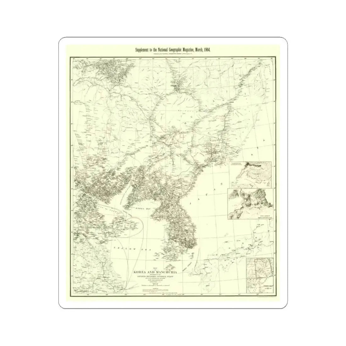 Korea and Manchuria (1904) (Map) STICKER Vinyl Kiss-Cut Decal 6 Inch White - The Sticker Space