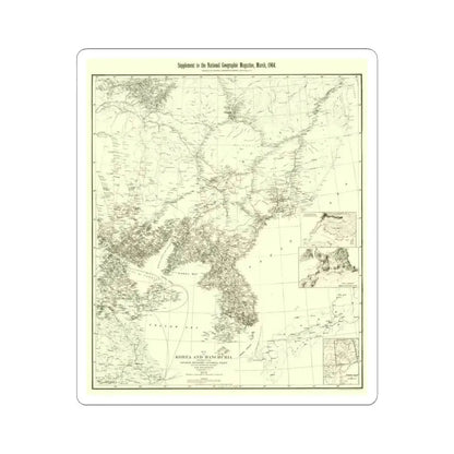 Korea and Manchuria (1904) (Map) STICKER Vinyl Kiss-Cut Decal 6 Inch White - The Sticker Space
