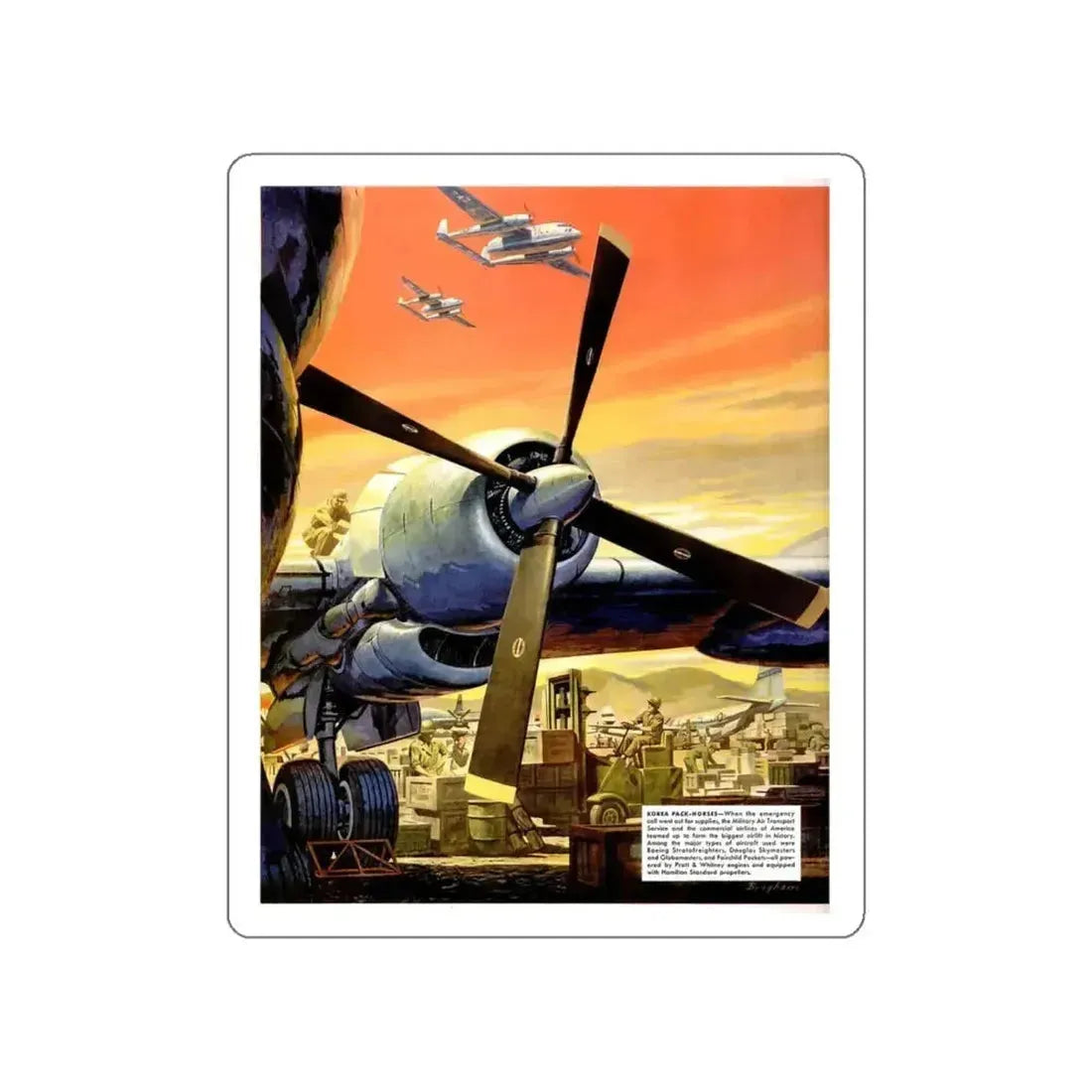 Korea Pack-Horses, 1951 (Magazine Illustration) STICKER Vinyl Die-Cut Decal White Die-Cut 5 Inch - The Sticker Space