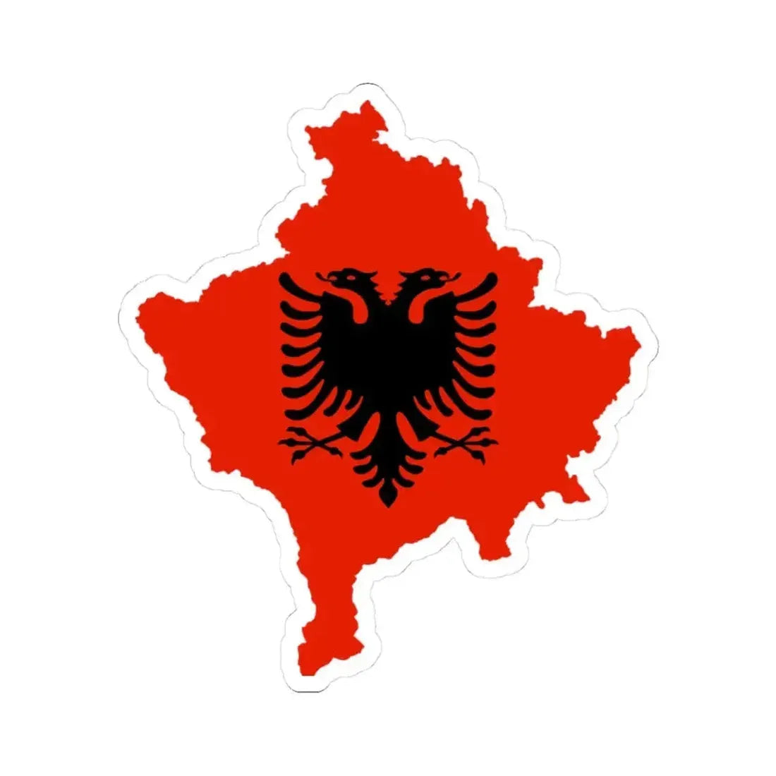 Kosovo with flag of Albania (Albania) STICKER Vinyl Kiss-Cut Decal 3 Inch White - The Sticker Space