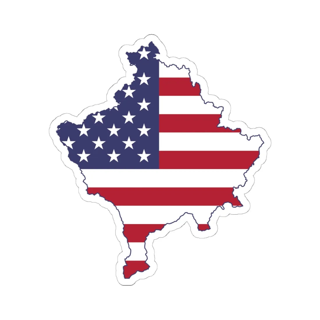Kosovo with flag of United States (Serbia) STICKER Vinyl Kiss-Cut Decal 6 Inch White - The Sticker Space