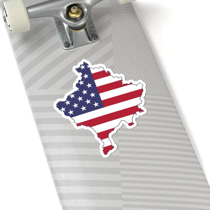 Kosovo with flag of United States (Serbia) STICKER Vinyl Kiss-Cut Decal - The Sticker Space