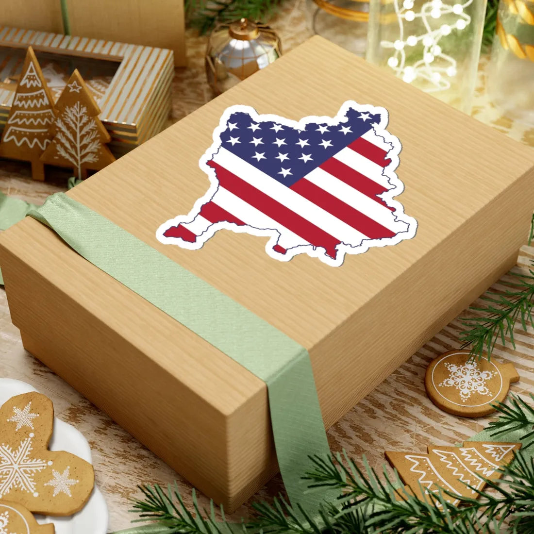 Kosovo with flag of United States (Serbia) STICKER Vinyl Kiss-Cut Decal - The Sticker Space